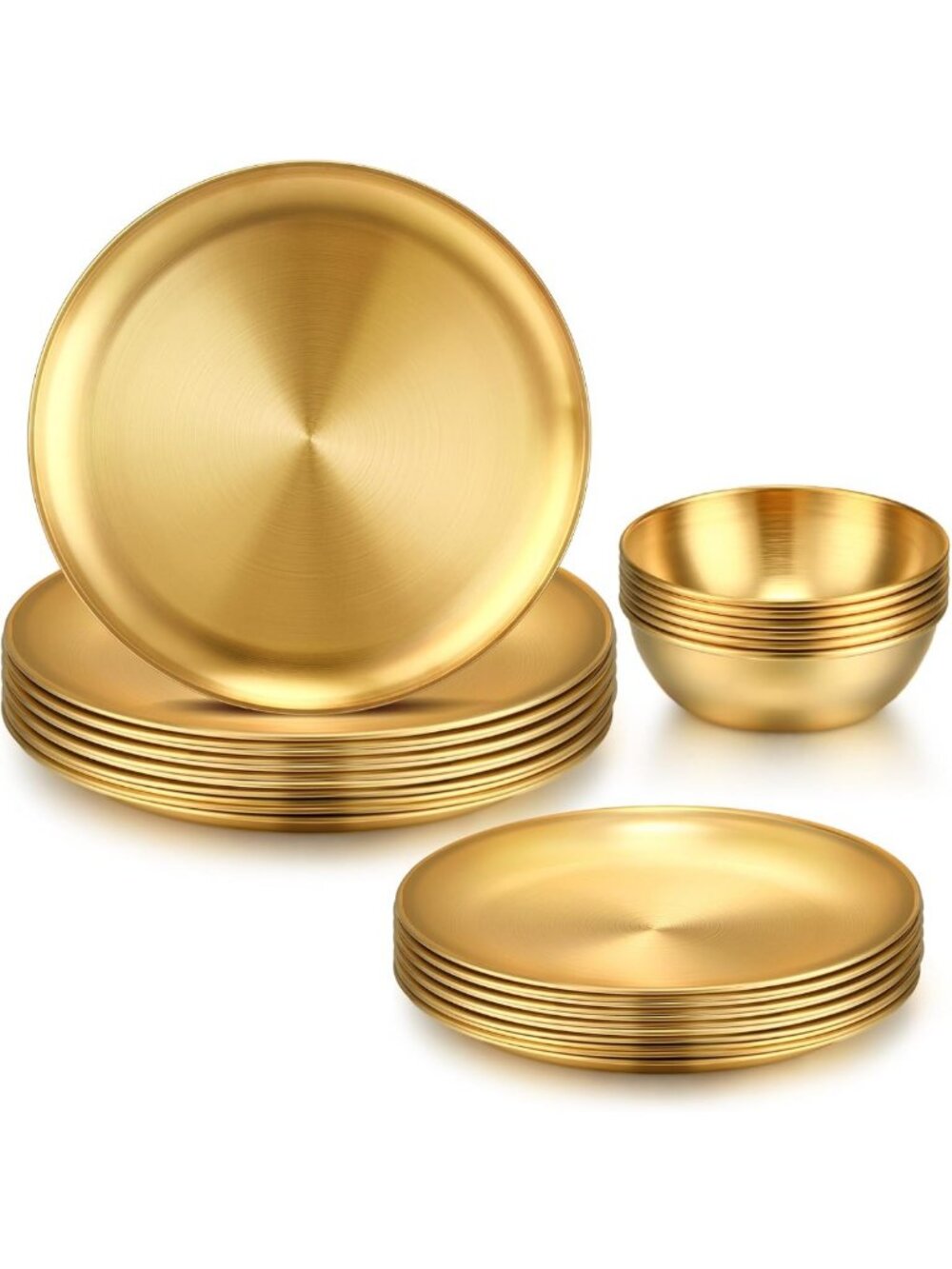 Elegant Gold Stainless Steel 18-Piece Dinnerware Set - Large Plates & Utensils